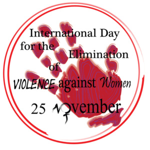 Vector to celebrate November 25, International Day for the Elimination of Violence against Women. a hand in a circle to say stop and the symbol of women. as initial November.